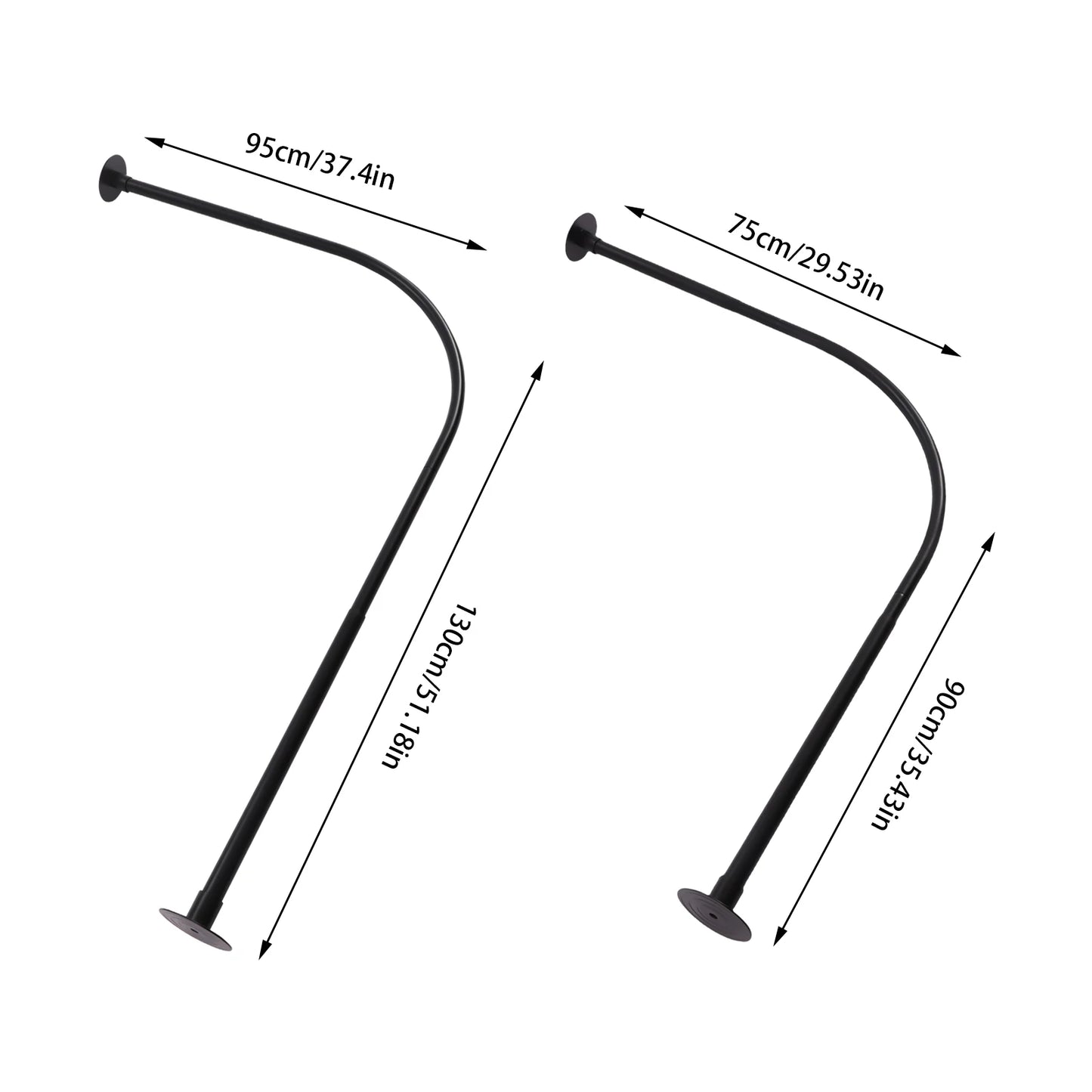 L Shape Retractable Shower Curtain Rail