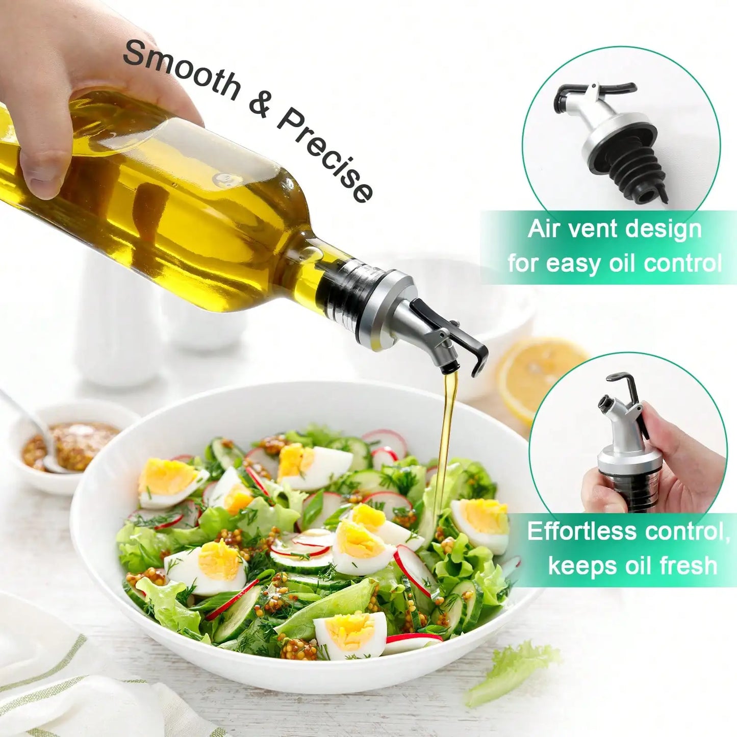 2Pcs Oil & Vinegar Glass Dispenser