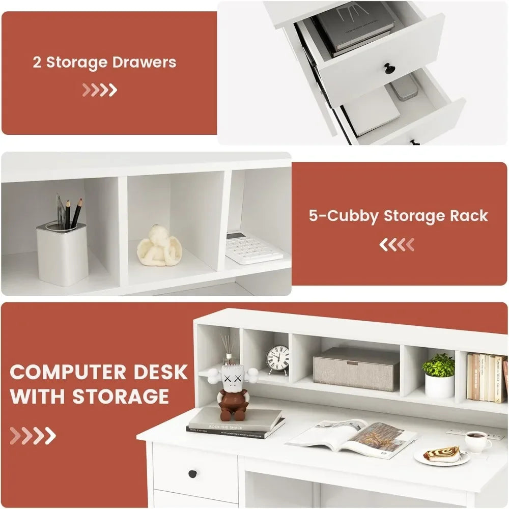 White Desk with Drawers