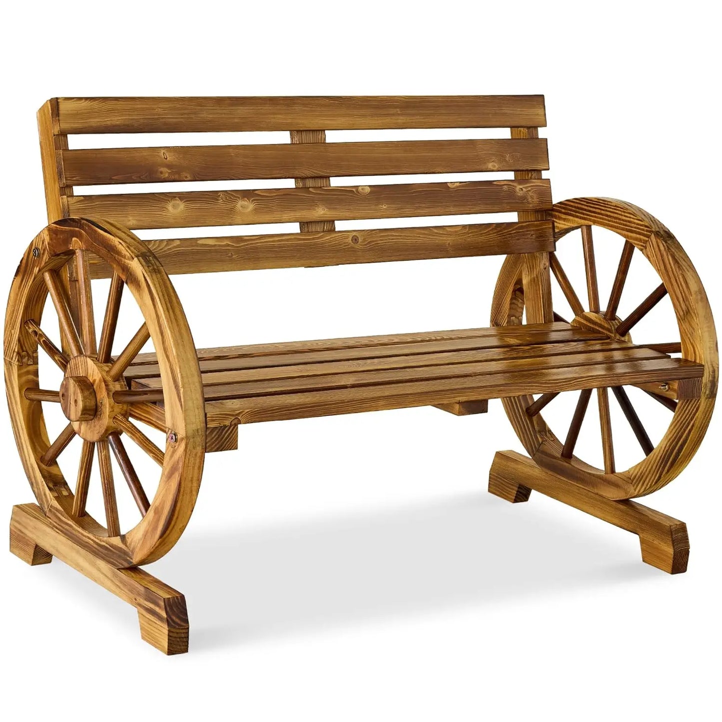 Wooden Wagon Wheel Bench