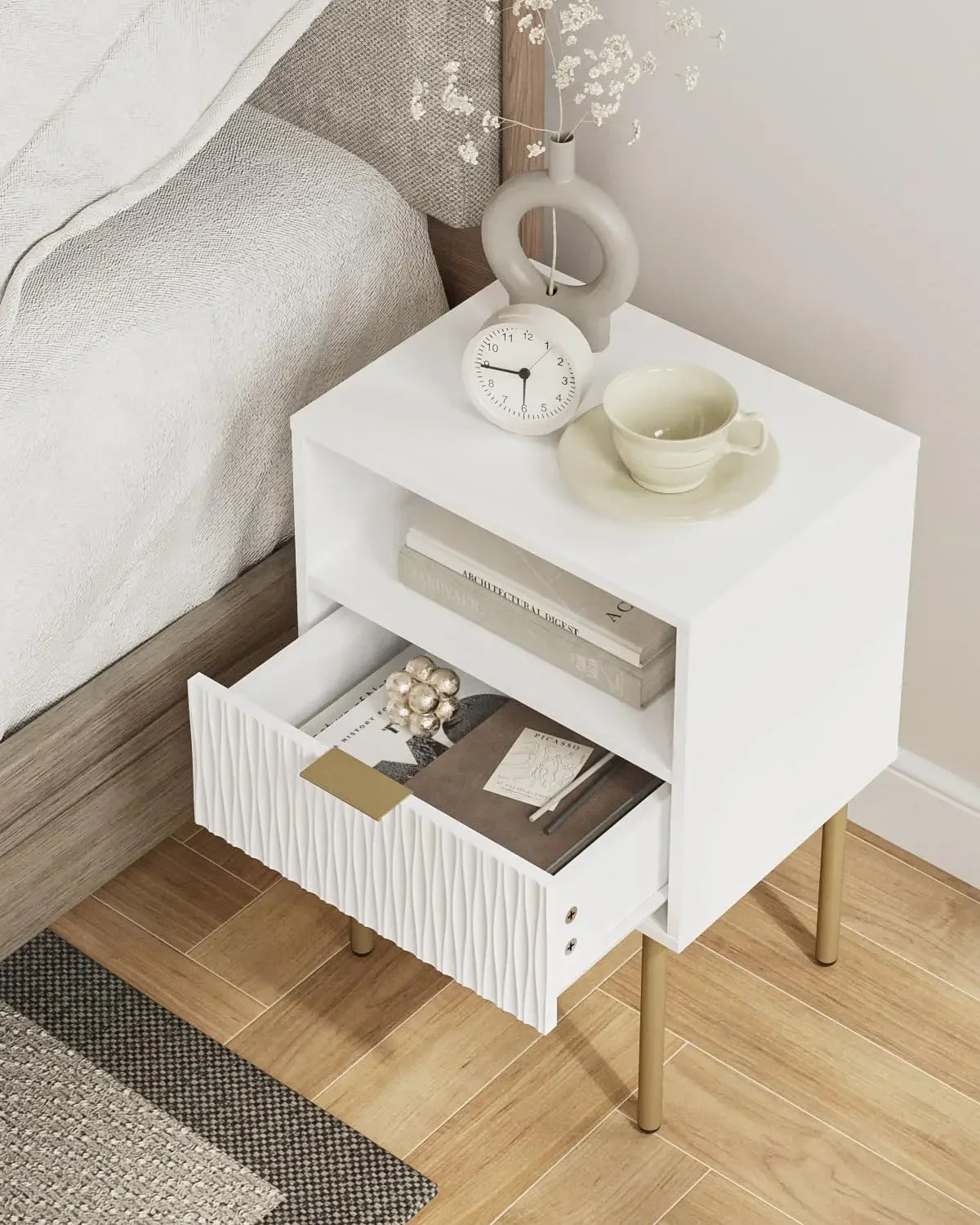 Modern Bedside Nightstand with Drawer