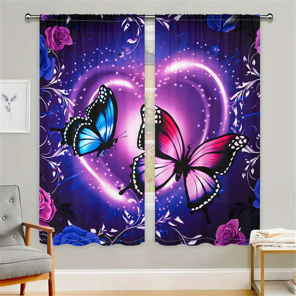 2Pcs Dreamy Butterfly Curtains