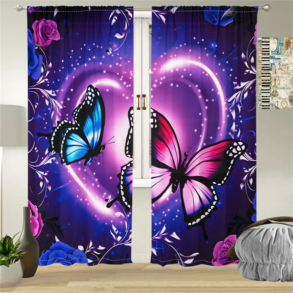 2Pcs Dreamy Butterfly Curtains