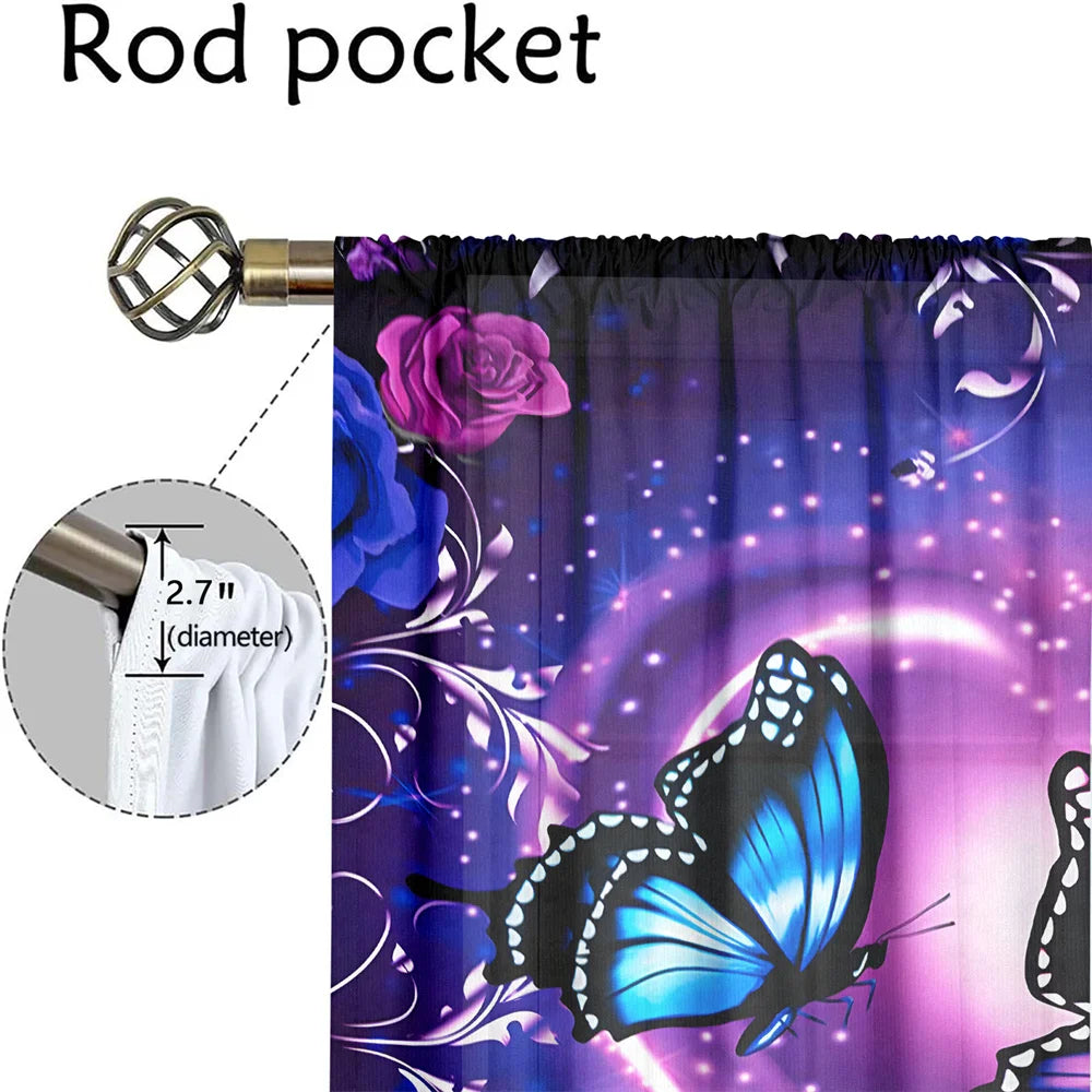 2Pcs Dreamy Butterfly Curtains