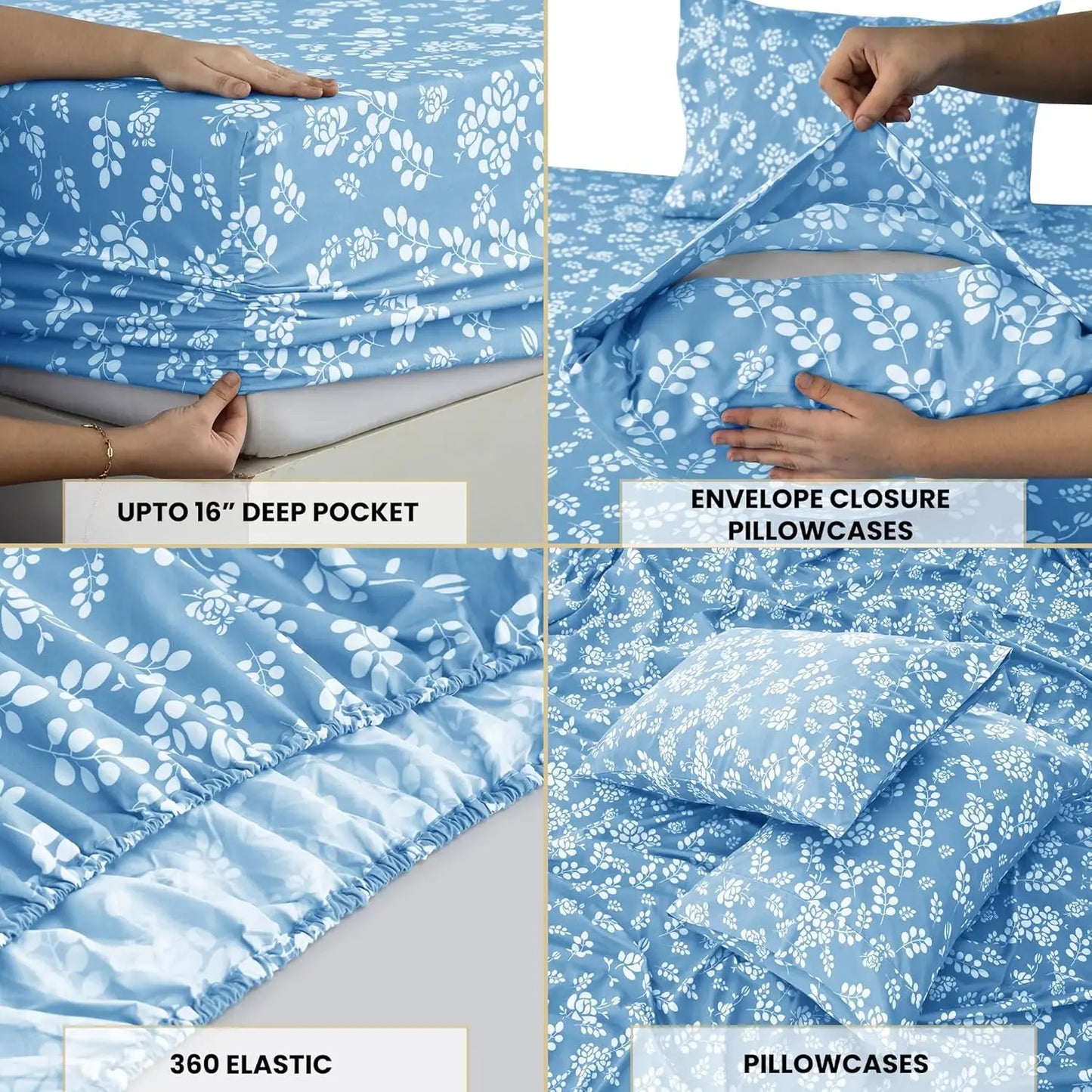 4 Piece Floral Sheet Set