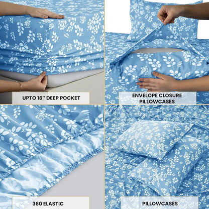 4 Piece Floral Sheet Set
