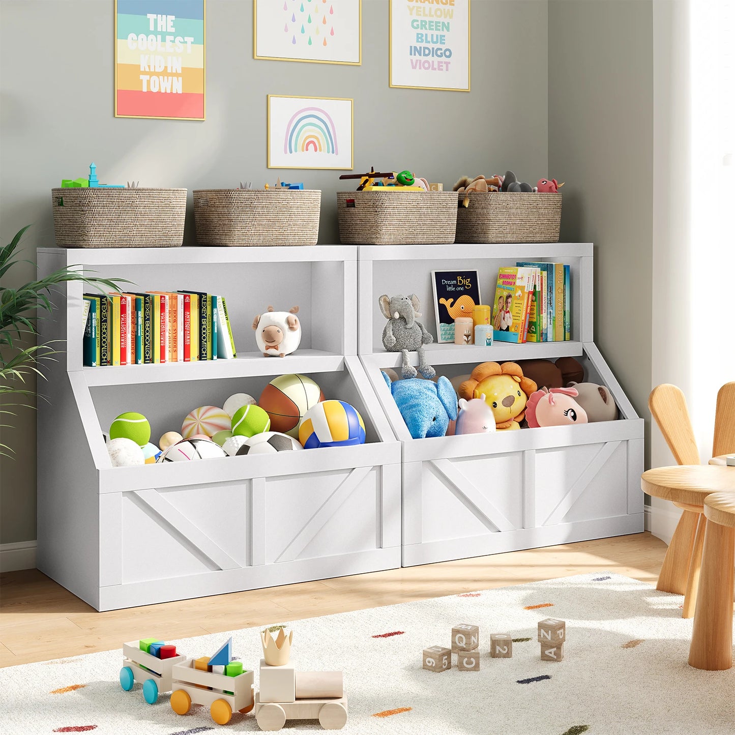 Children's Wooden Storage Organizer Bookcase