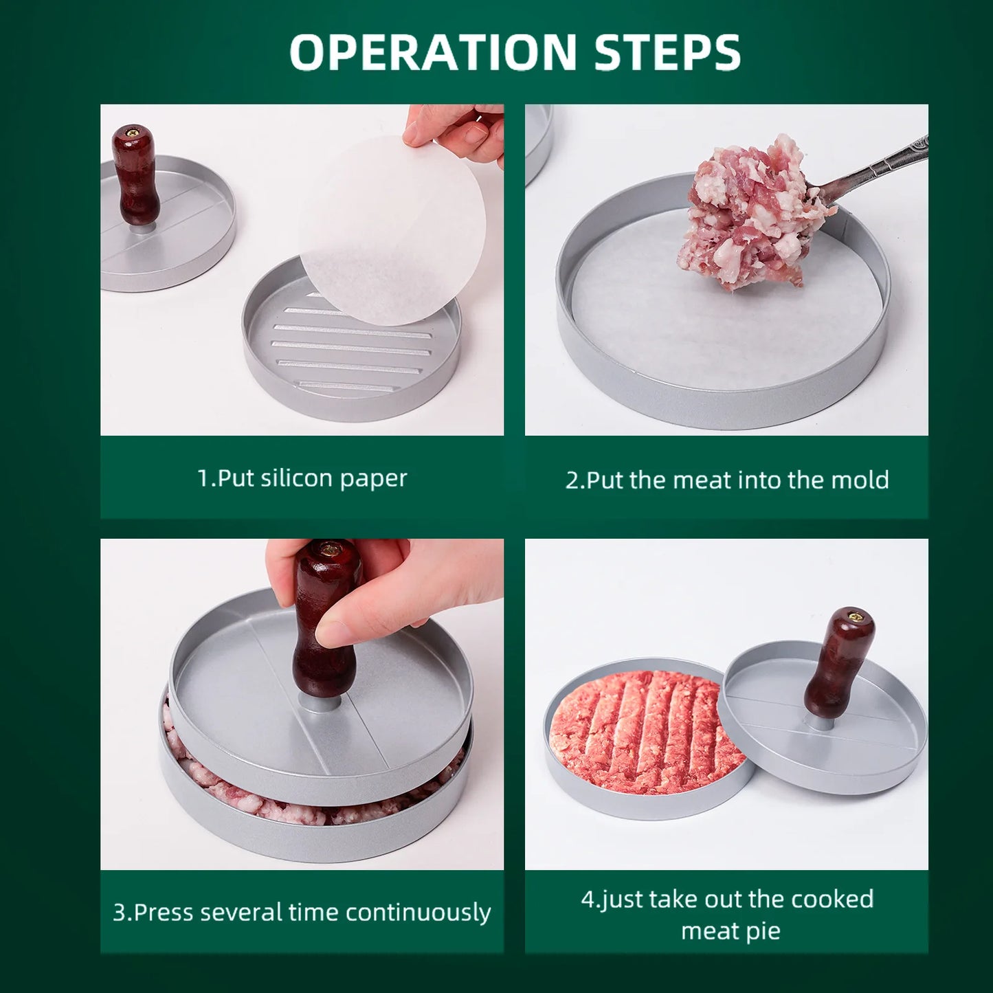 Patties and Thin Burgers Patty Maker 304 Stainless Steel Non-Stick Burger Press for Making Meat