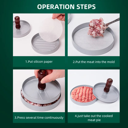 Patties and Thin Burgers Patty Maker 304 Stainless Steel Non-Stick Burger Press for Making Meat