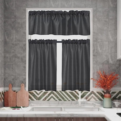 3 Panels Faux Silk Curtains