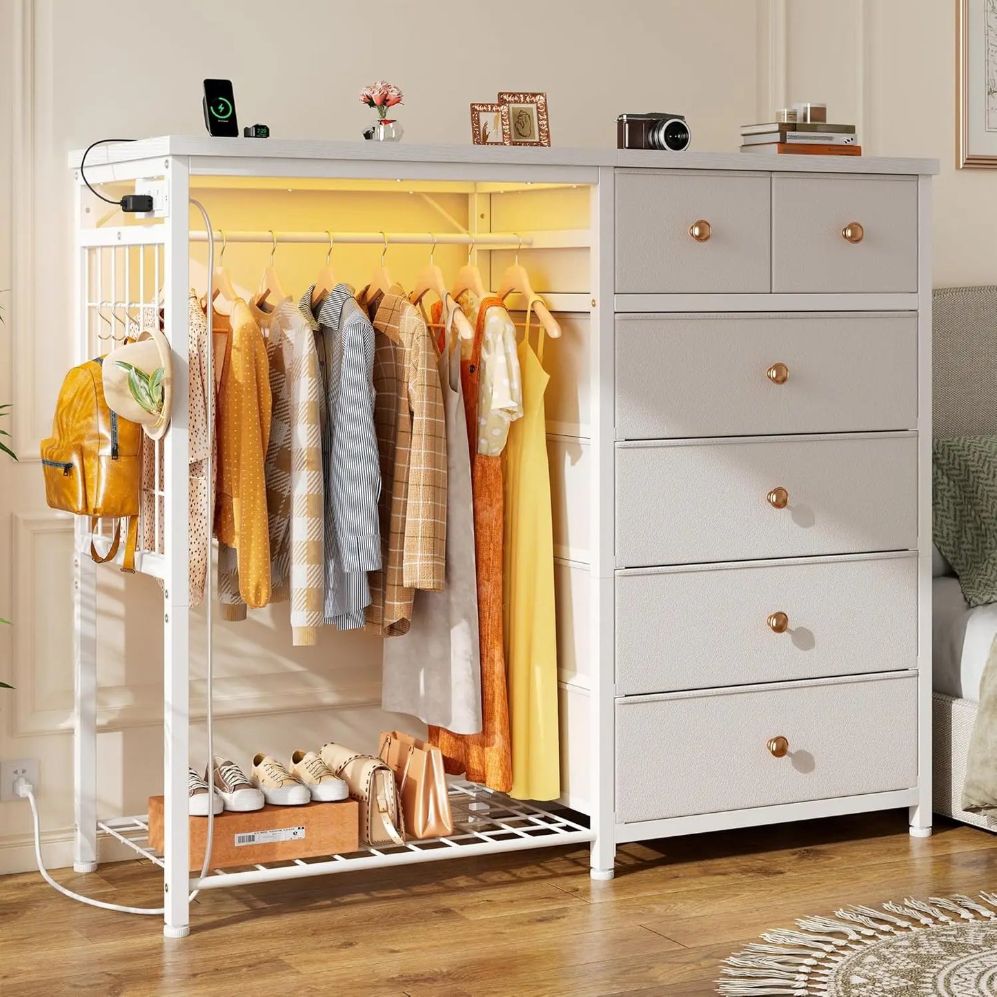 49.2" Dresser with Hanging Rack