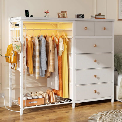 49.2" Dresser with Hanging Rack