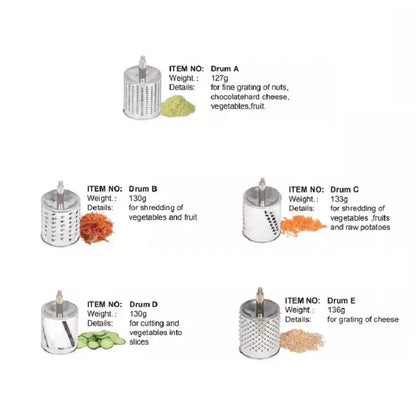 5Piece Stainless Steel Rotary Grater