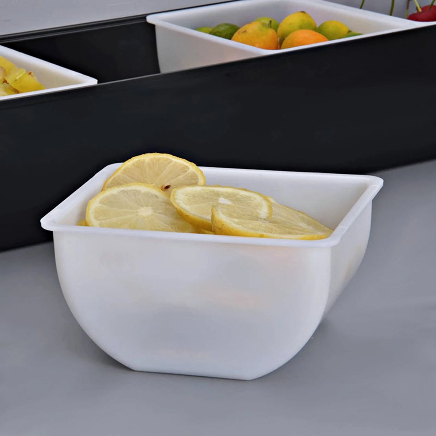 3/5 Compartment Fruit Tray Seasoning Dispenser Bar Caddy Storage Box Dispenser Container