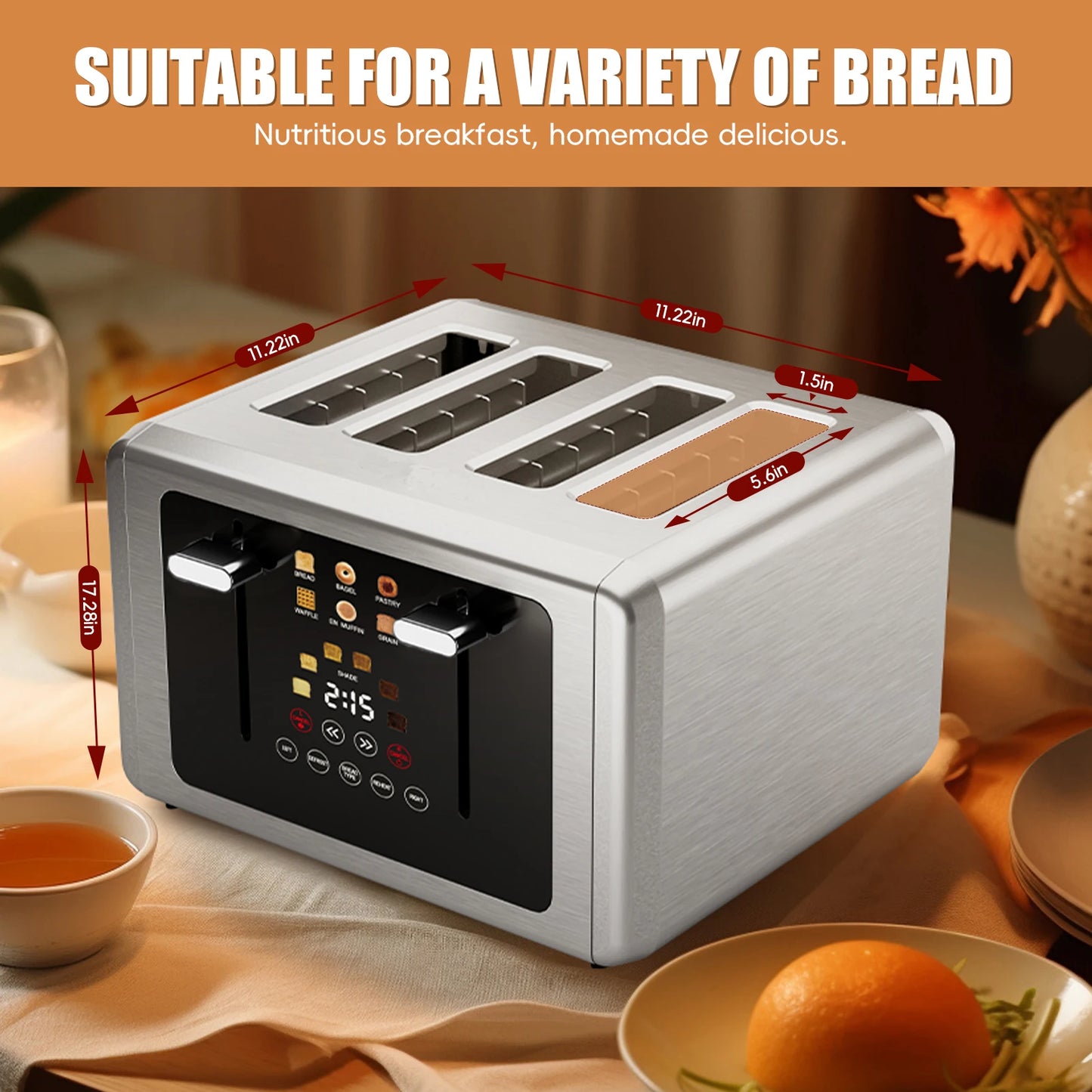4 Slice Touchscreen Toaster