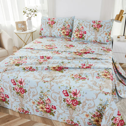 4pcs Fitted Cotton Sheet Set