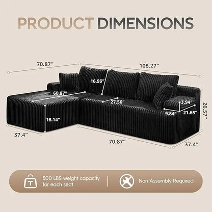 L-Shaped 3-Seat Sofa