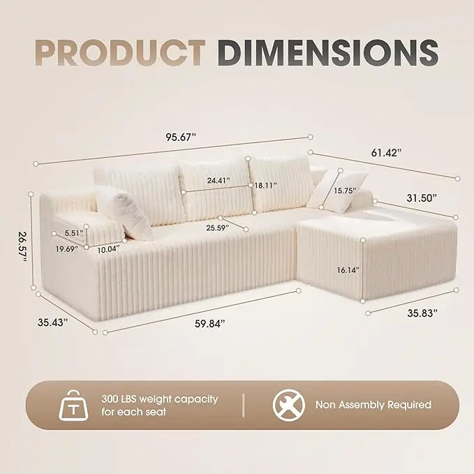 L-Shaped 3-Seat Sofa