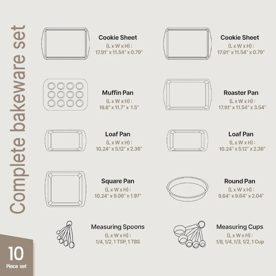 10Piece White Marble Bakeware Sets