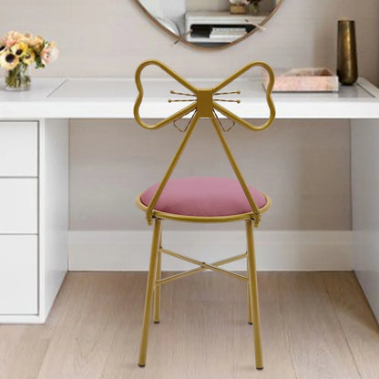 Pink Bow Backrest Vanity Chair