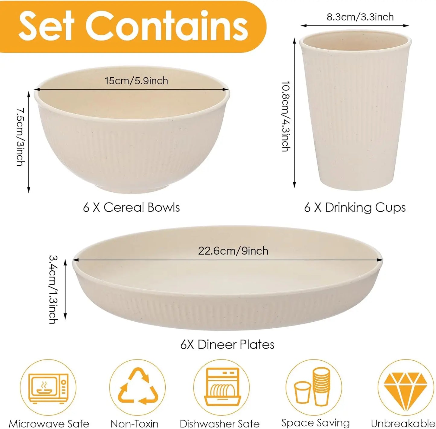 18PCS Reusable Dinnerware Sets