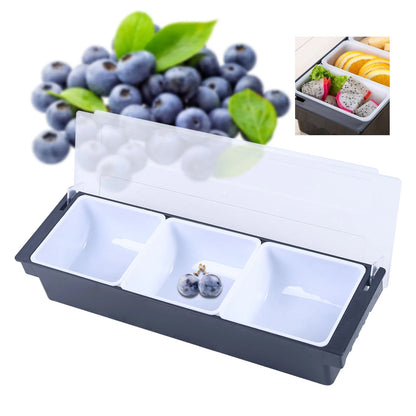3/5 Compartment Fruit Tray Seasoning Dispenser Bar Caddy Storage Box Dispenser Container