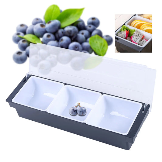 3/5 Compartment Fruit Tray Seasoning Dispenser Bar Caddy Storage Box Dispenser Container