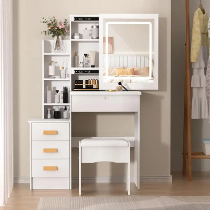 Sliding Mirror Vanity Desk