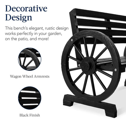 Wooden Wagon Wheel Bench