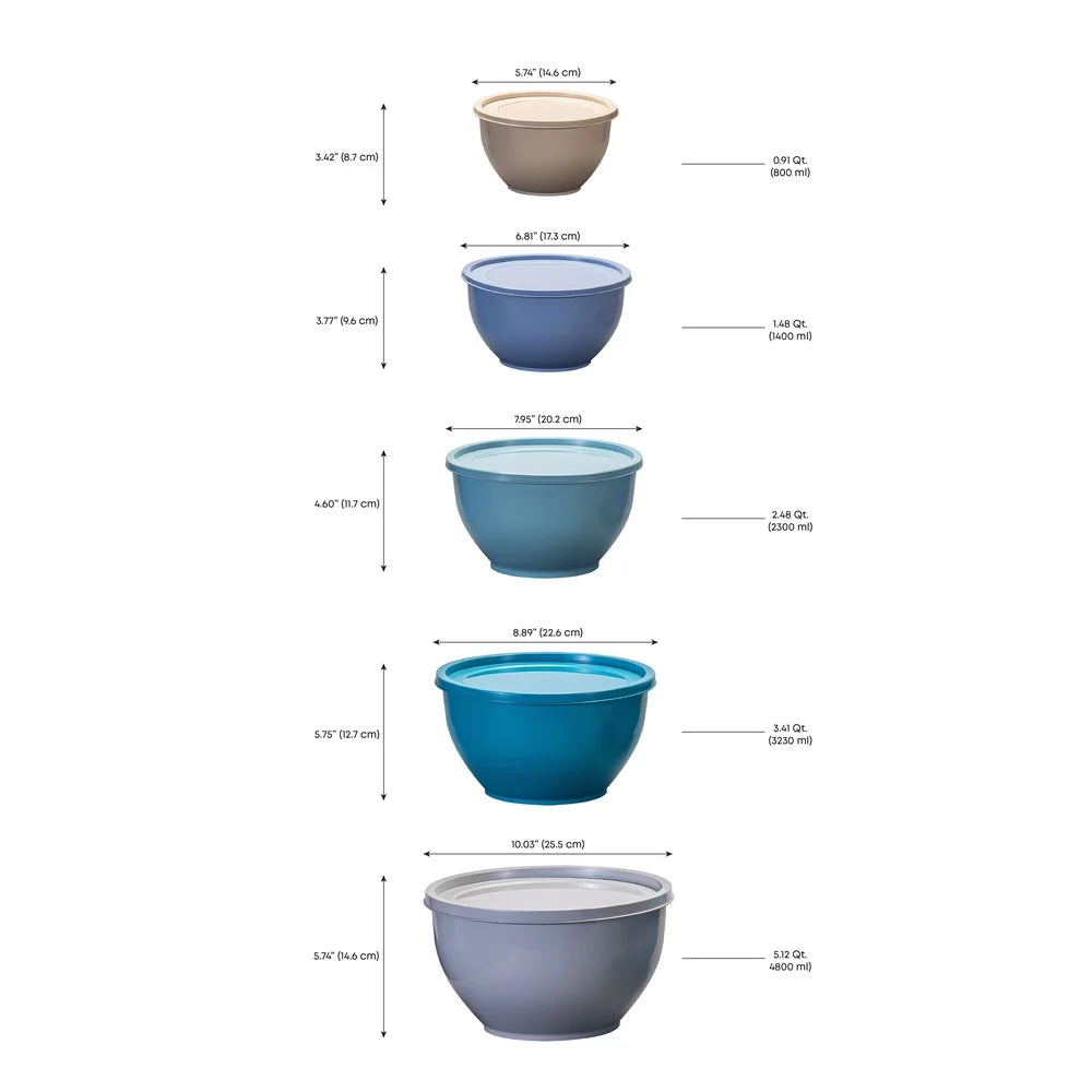 10Piece Nonslip Mixing Bowl Set with Lids