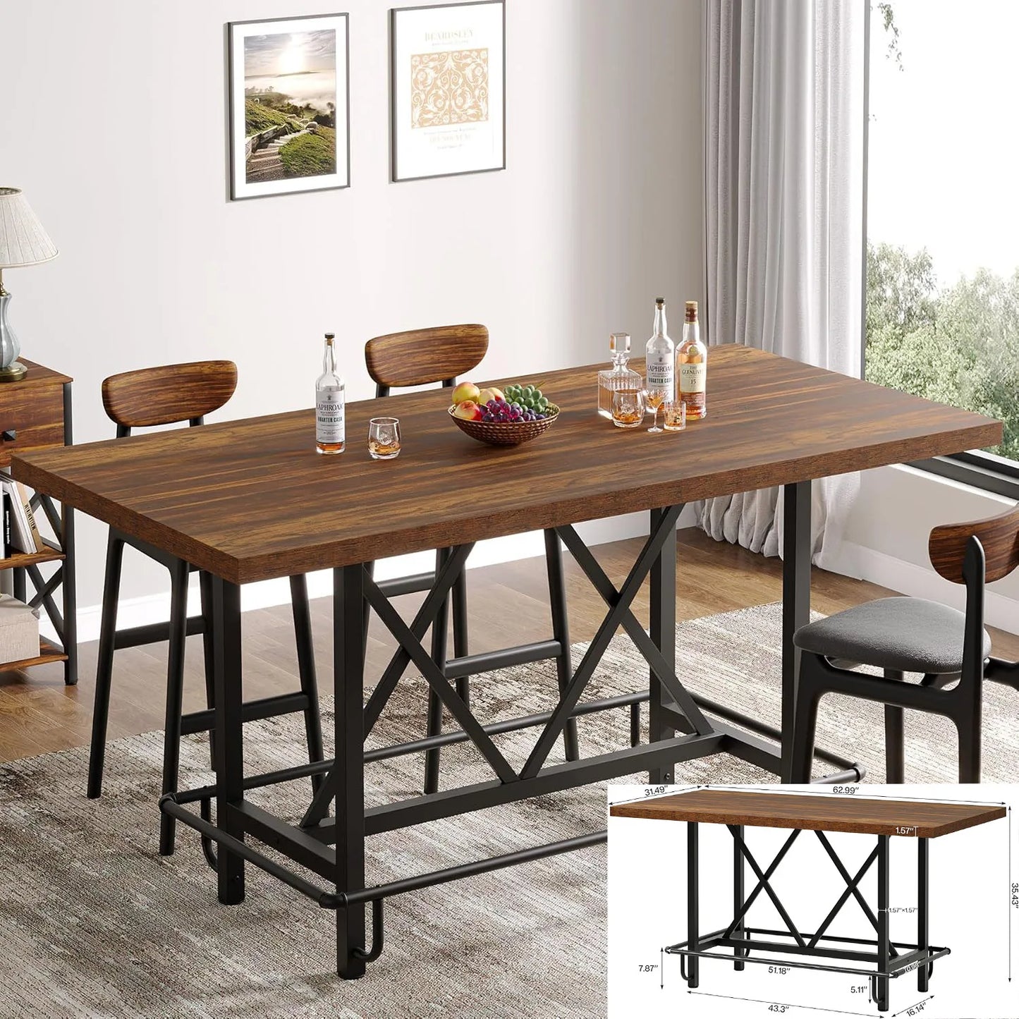 63-inch Farmhouse Dining Table
