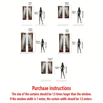 2pcs Luxury Christmas Print Curtains