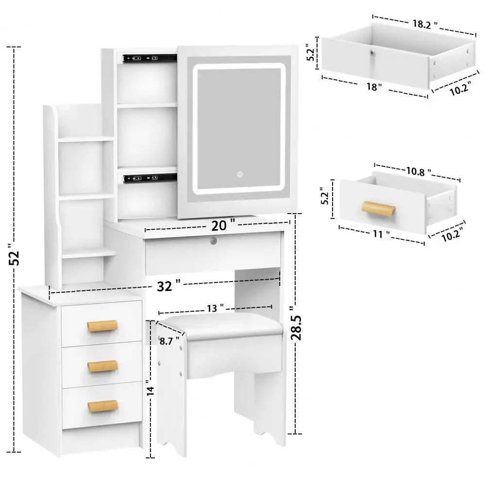 Sliding Mirror Vanity Desk