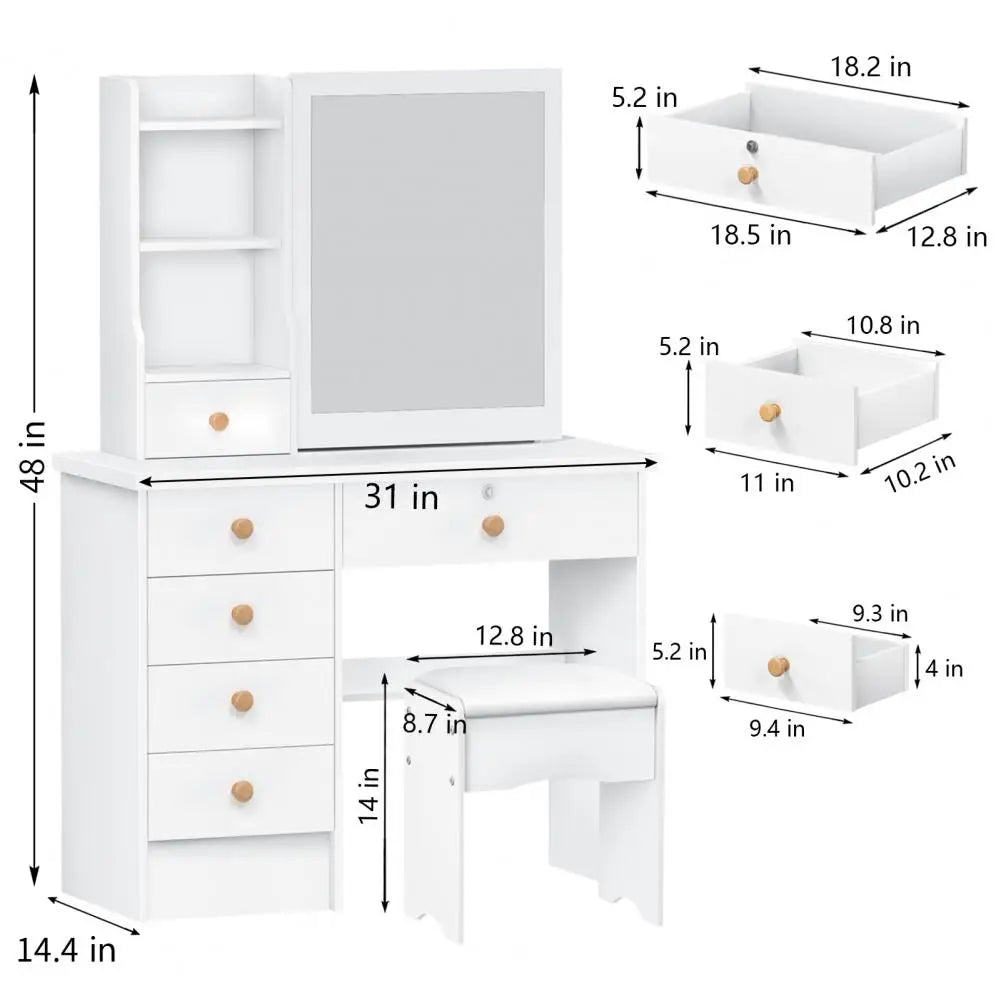 Makeup Vanity with Sliding Mirror