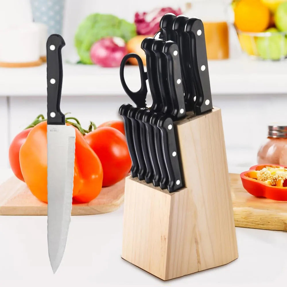 15-Piece Kitchen Knife Set with Holder