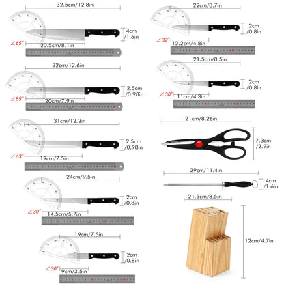 15-Piece Kitchen Knife Set with Holder