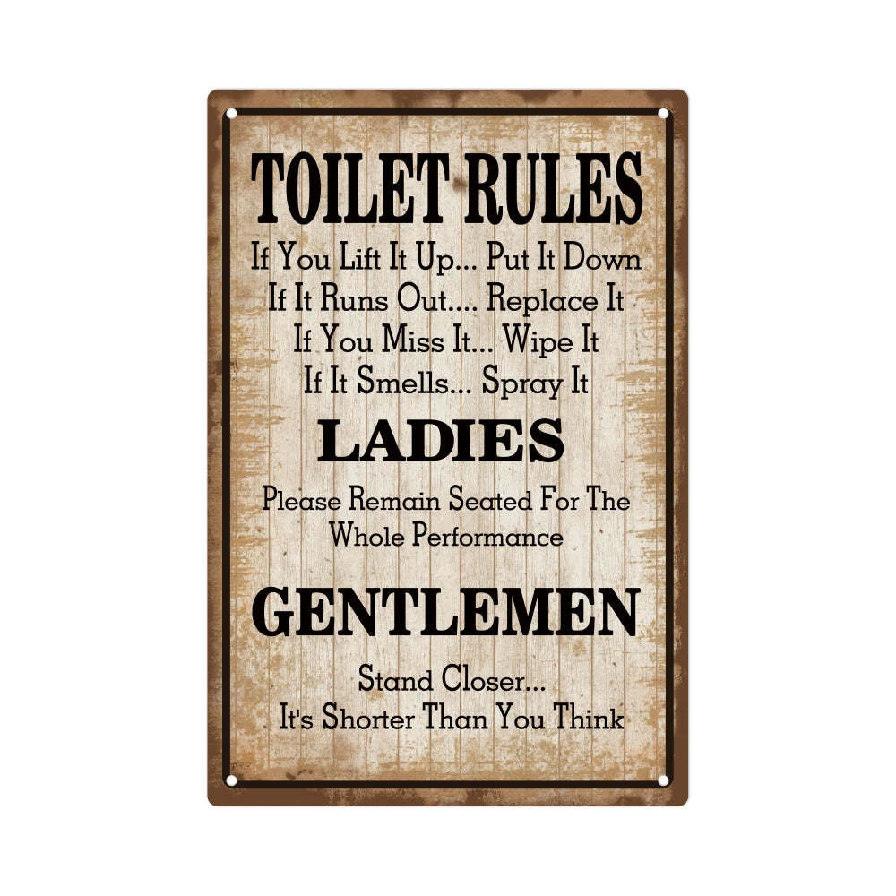 1pc Metal Toilet Rules Sign