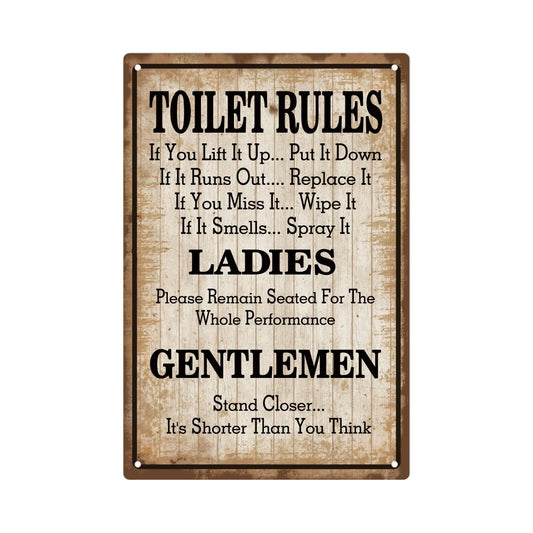 1pc Metal Toilet Rules Sign