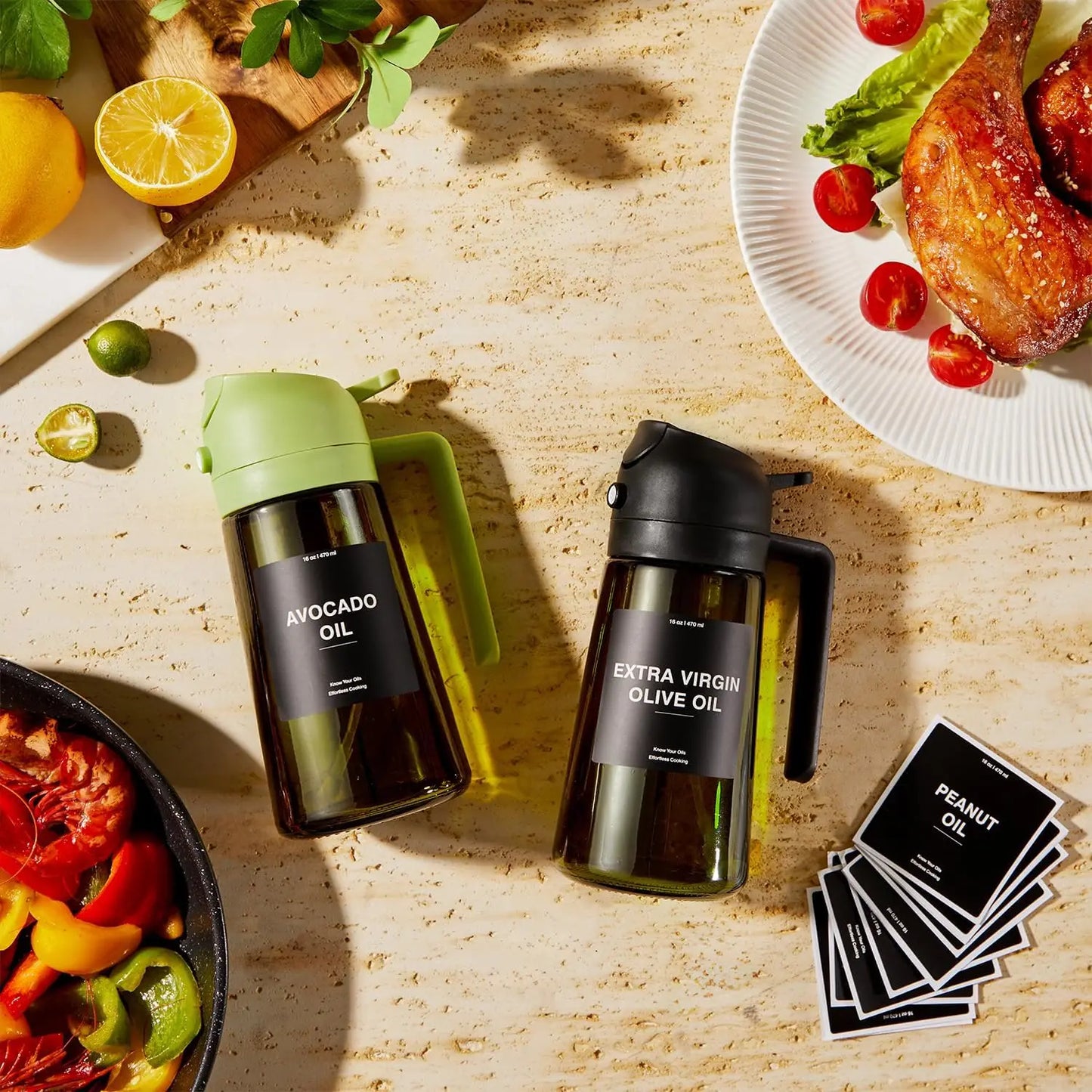 16oz Oil Dispenser with Stickers