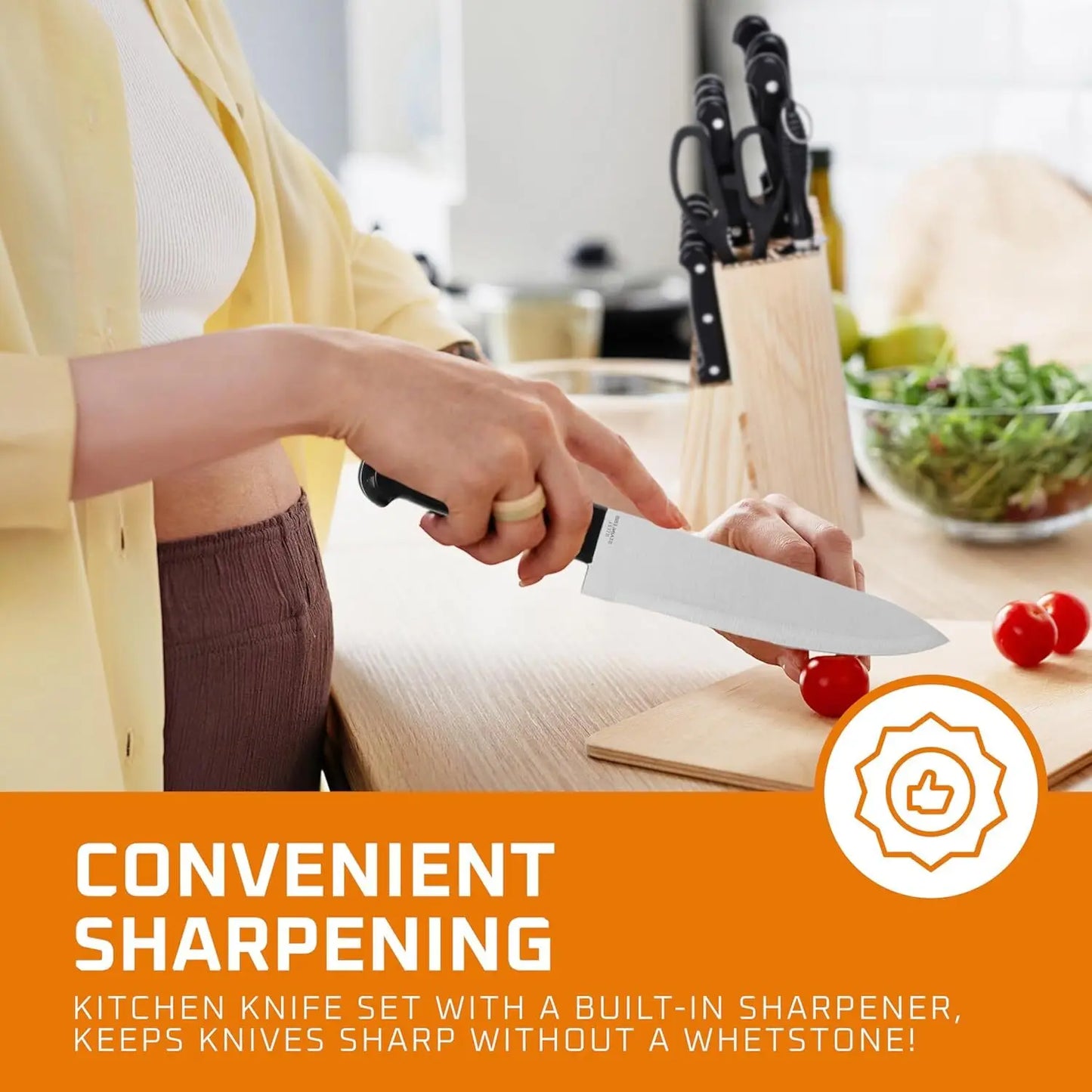 15-Piece Kitchen Knife Set with Holder