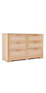 Modern Chest Wood Rattan Dresser