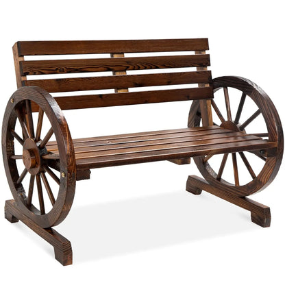 Wooden Wagon Wheel Bench