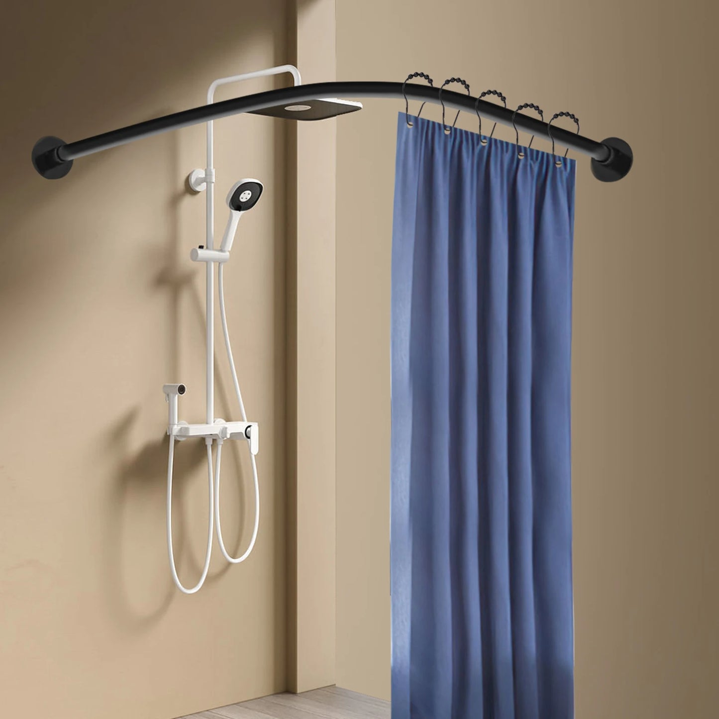 L Shape Retractable Shower Curtain Rail