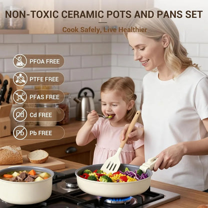 18-Piece Nonstick Ceramic Pots and Pans