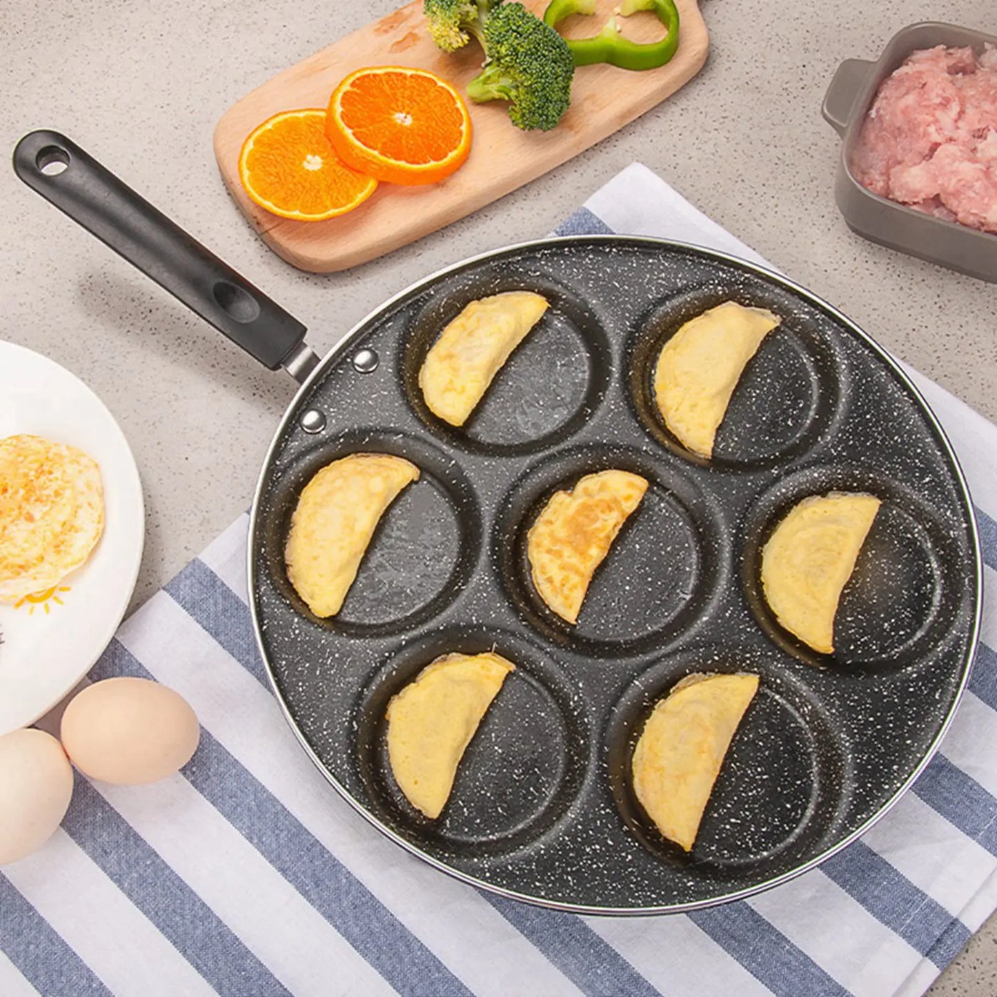 7 Holes Nonstick Frying Pan