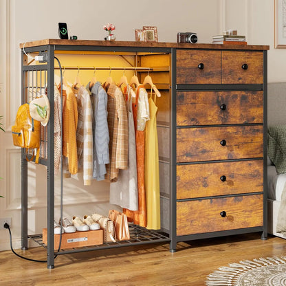 49.2" Dresser with Hanging Rack
