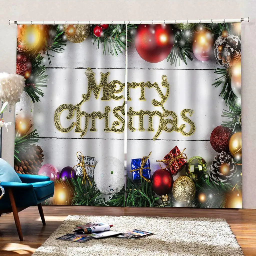 2 Panels Christmas Curtains