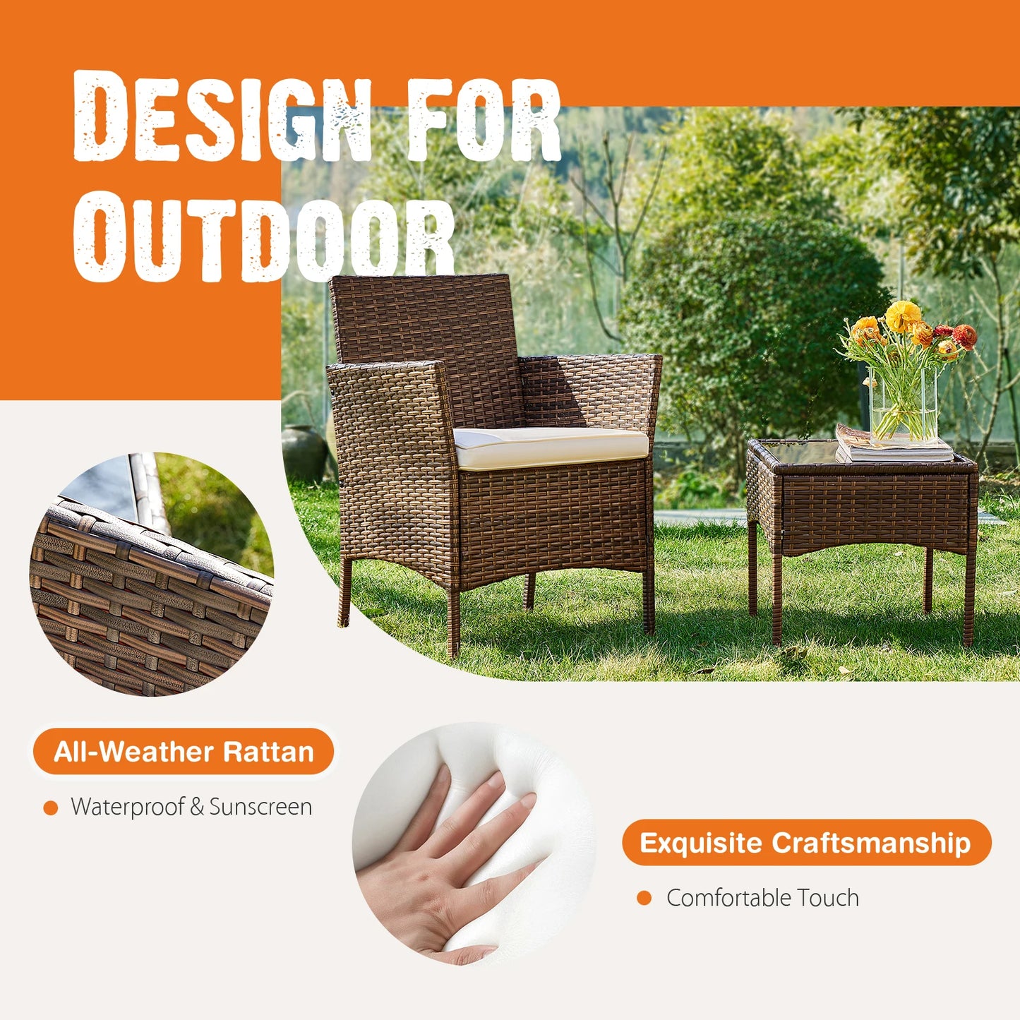 3 Piece Outdoor Furniture Set