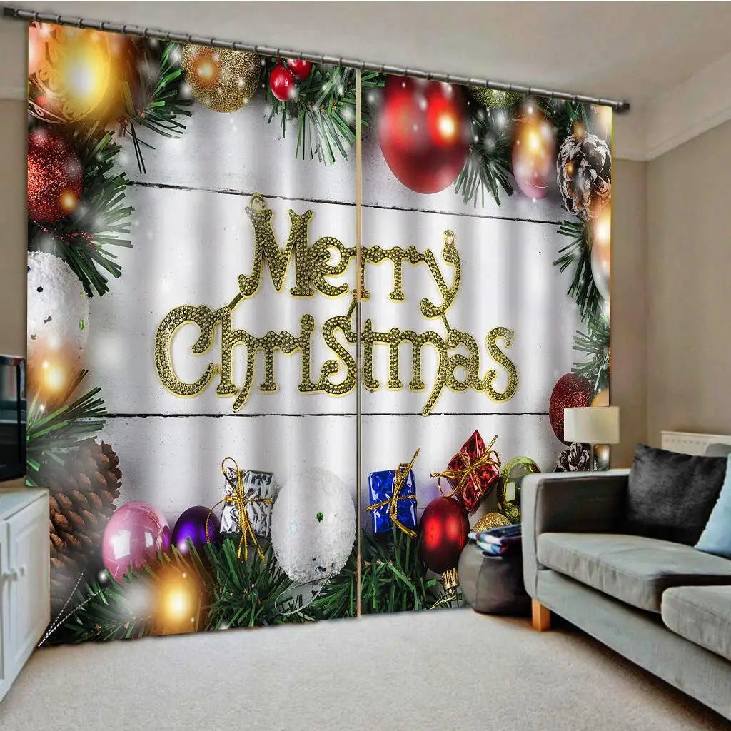 2 Panels Christmas Curtains