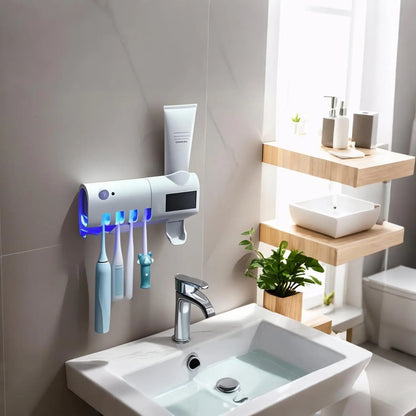 Wall Mounted Toothpaste Dispenser and Toothbrush Holder